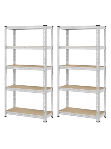 SONGMICS 2er-Set: Schwerlastregal Cozory in Silbern - (B)90 x (H)180 x (T)40 cm