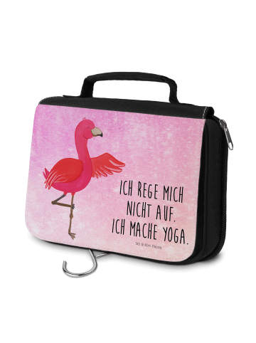 Mr. & Mrs. Panda Kulturbeutel Flamingo Yoga mit Spruch in Aquarell Pink