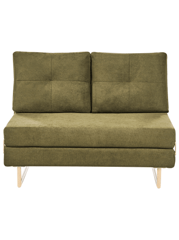 Beliani Schlafsofa JERSLEV in Grün/Braun - (W) 120 x (H) 87 x (L) 84 cm
