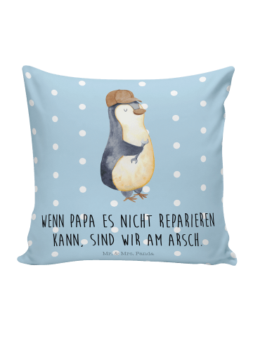 Mr. & Mrs. Panda Kissen Wenn Papa es nicht reparieren kann, sind... in Blau Pastell