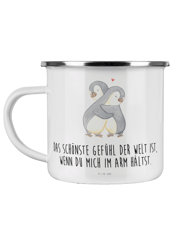 Mr. & Mrs. Panda Geschenktasse Pinguine Kuscheln mit Spruch in Weiß