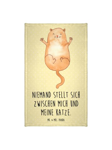 Mr. & Mrs. Panda handtuch baumwolle Katze Umarmen mit Spruch in Gelb Pastell