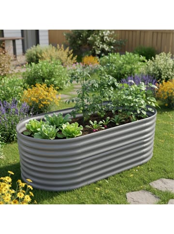 relaxdays Hochbeet in Hellgrau - (B)160 x (H)80 x (T)80 cm