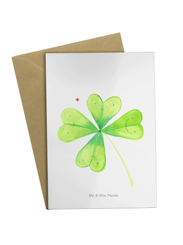 Mr. & Mrs. Panda babykarte Blume Kleeblatt ohne Spruch in Weiß