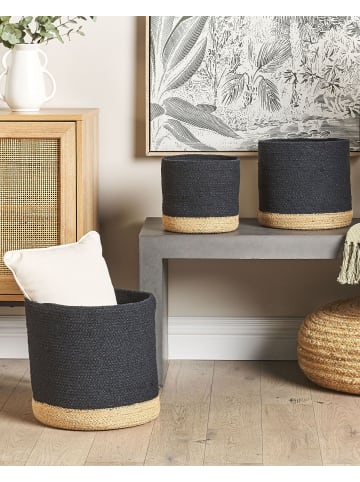 Beliani 3er-Set Korb BASIMA in Beige/Schwarz