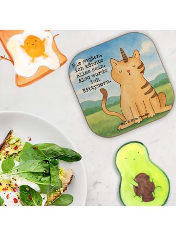 Mr. & Mrs. Panda Tassenuntersetzer Einhorn Katze Design mit Spruch in Weiß