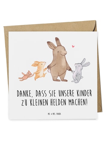 Mr. & Mrs. Panda Deluxe Karte Erzieher Heldenmacher mit Spruch in Weiß