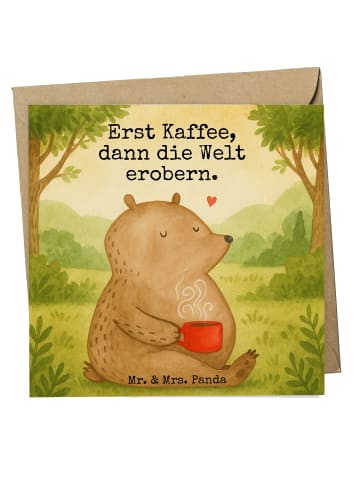 Mr. & Mrs. Panda Deluxe Karte Bär Kaffee Design mit Spruch in Weiß