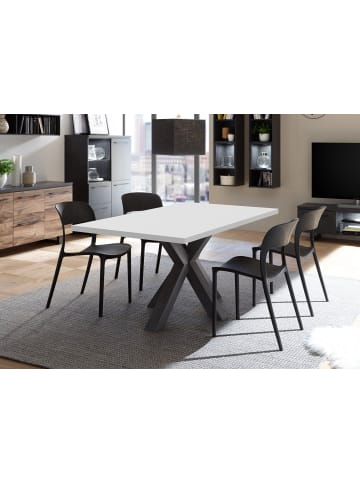 58 aufm Kessel ESSZIMMERTISCH Elda 2 160 x 90 x 75 Esstisch Schwarzstahl/Weiß Matt Lack