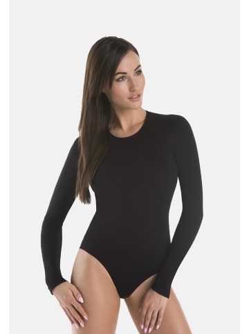 Teyli Langärmeliger Viskose-Bodysuit Longy in schwarz