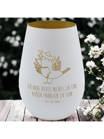 Mr. & Mrs. Panda Gold Windlicht Rabe Sombrero mit Spruch in Weiß