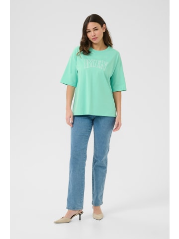 Kaffe T-Shirt kurzarm KAharries Oversize fit in Pool Blue W. Chalk Embroidery