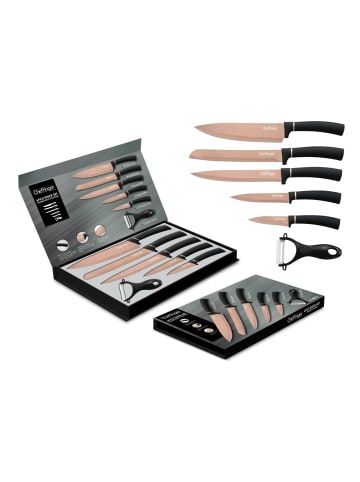 Cheffinger 6 Teiliges Messer-Set aus hochwertigem Edelstahl Brotmesser Fleischmesser in Gold