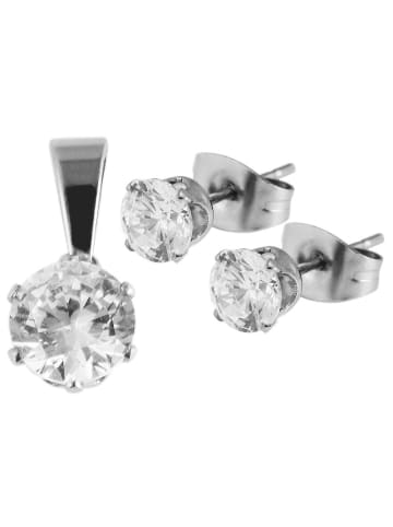 Adeliás Damen Anhänger aus Edelstahl mit Zirkonia in silber