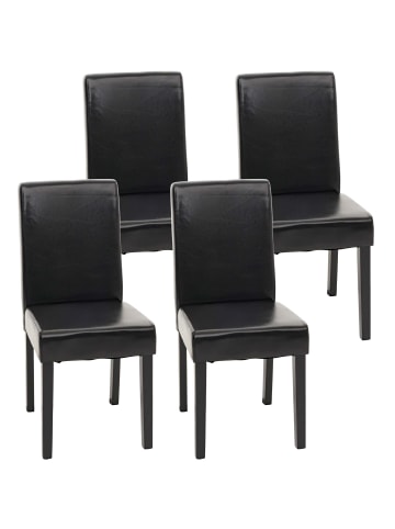 MCW 4x Esszimmerstuhl Littau, Leder, schwarz dunkle Beine