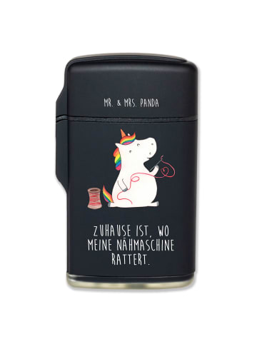 Mr. & Mrs. Panda Feuerzeug Einhorn Näherin mit Spruch in Schwarz