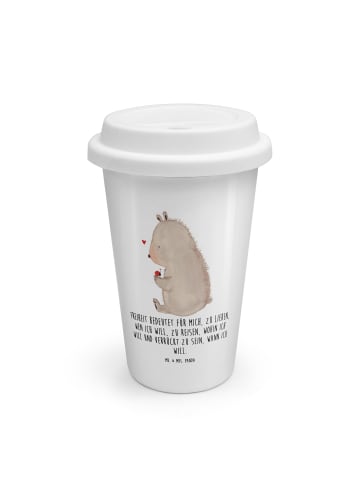 Mr. & Mrs. Panda Kaffeebecher Bär Marienkäfer mit Spruch in Weiß