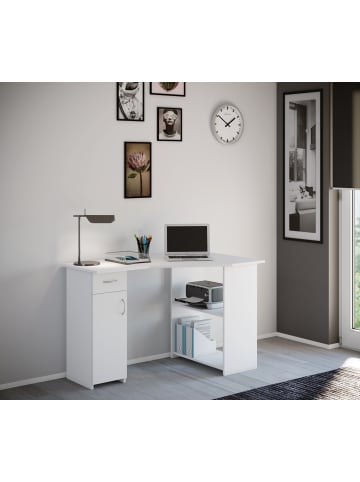 VCM  Holz Eckschreibtisch Schreibtisch Bürotisch Linzia in Weiß