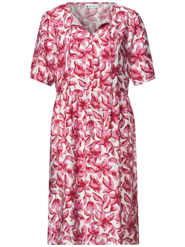 Street One Knielanges Tunika-Kleid mit Split Neck und Muster in Off White