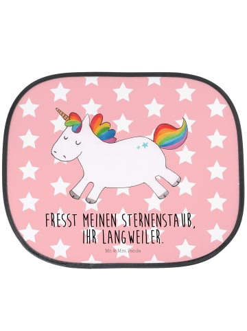 Mr. & Mrs. Panda Seitlicher Sonnenschutz Einhorn Happy mit Spruch in Rot Pastell