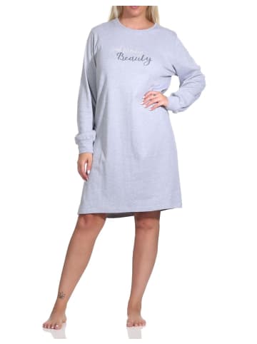 NORMANN langarm Nachthemd Bündchen interlock - 76409 in Grau