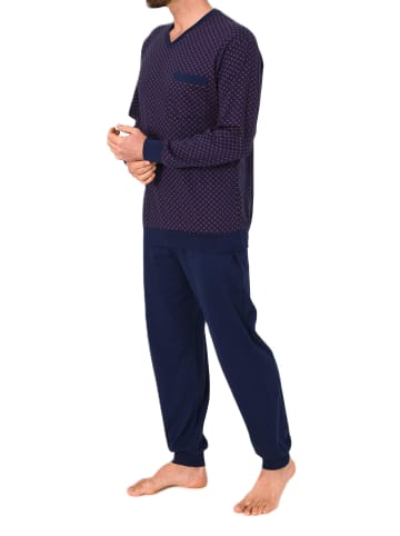 NORMANN Langarm Schlafanzug Pyjama Bündchen print in rot