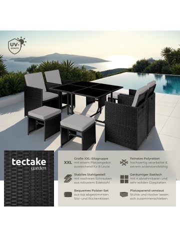 tectake Rattan-Gartenlounge für 4 bis 8 Personen, Inkl. Schutzhülle