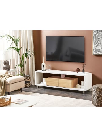 Beliani TV-Möbel KNOX in Weiß/Braun - (W) 159 x (H) 50 x (L) 39 cm