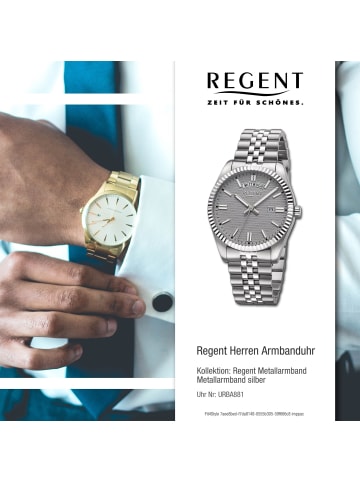 Regent Armbanduhr-Analog silber groß (ca. 40mm) Regent Metallarmband