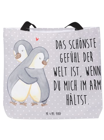 Mr. & Mrs. Panda Strandtasche Pinguine Kuscheln mit Spruch in Grau Pastell