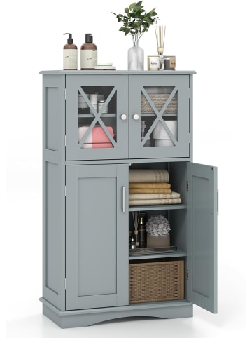COSTWAY Badezimmerschrank Holz 60x30x108cm in Grau