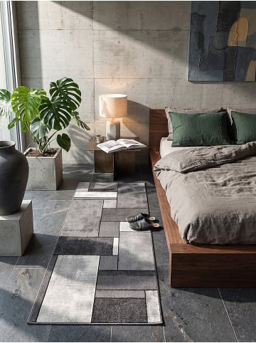 KADIMA DESIGN Teppichläufer Patchwork pflegeleicht Wohnzimmer Schlafzimmer Flur in Grau