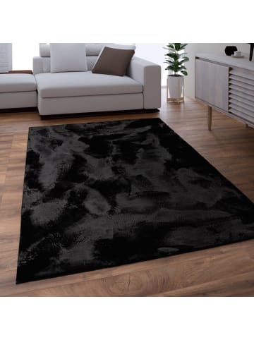 KADIMA DESIGN Teppich Kurzflor waschbar Einfarbig Wohnzimmer in Schwarz
