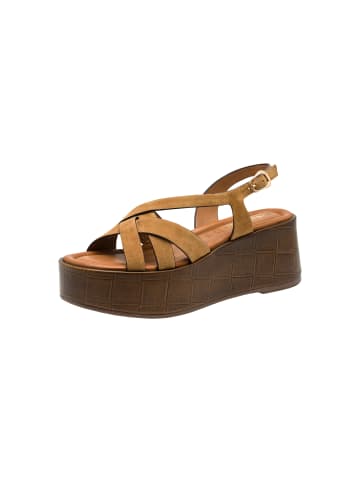 Tamaris Ledersandalen mit Keilabsatz Braun