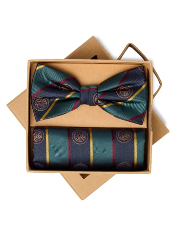 Finshley & Harding London Fliege und Einstecktuch in tanne marine - 0001