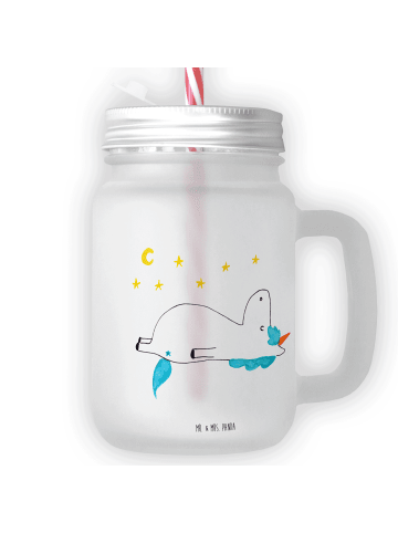 Mr. & Mrs. Panda Blümchentailglas Einhorn Sternenhimmel ohne Spruch in Transparent