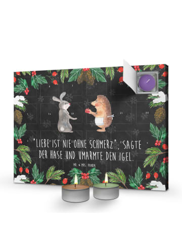 Mr. & Mrs. Panda adventskalender duftkerzen Hase Igel mit Spruch in Kreidetafel