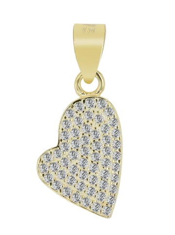 Adeliás Damen Anhänger – Herz Herzanhänger aus 925 Silber mit Zirkonia in gold