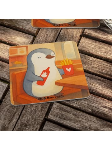 Mr. & Mrs. Panda Tischuntersetzer Pinguin Pommes Design ohne Spruch in Weiß