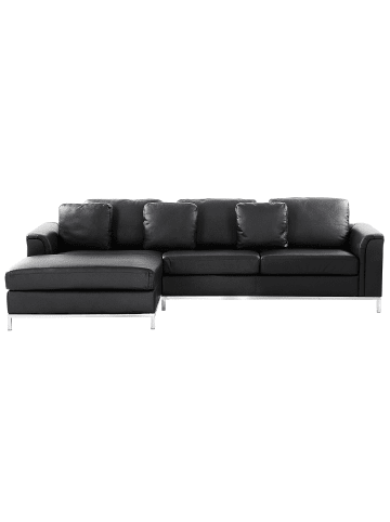 Beliani Ecksofa OSLO in Schwarz/Silber - (W) 270 x (H) 64 x (L) 151 cm rechtsseitig