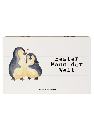 Mr. & Mrs. Panda Aufbewahrungsbox Pinguin Bester Mann der Welt m... in Weiß