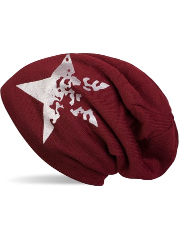 styleBREAKER Feinstrick Beanie Mütze in Bordeaux-Rot