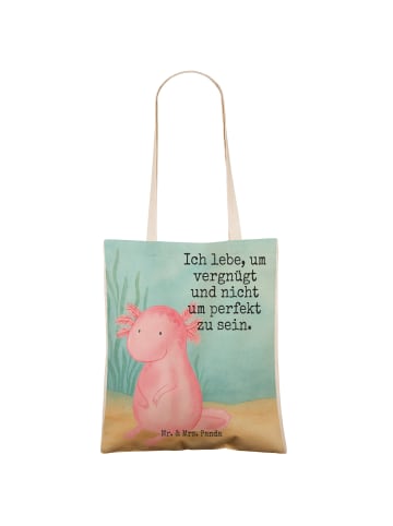 Mr. & Mrs. Panda Shopper Axolotl Niedlich Design mit Spruch in Weiß