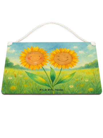 Mr. & Mrs. Panda Deko Schild Blume Sonnenblume Design ohne Spruch in Weiß