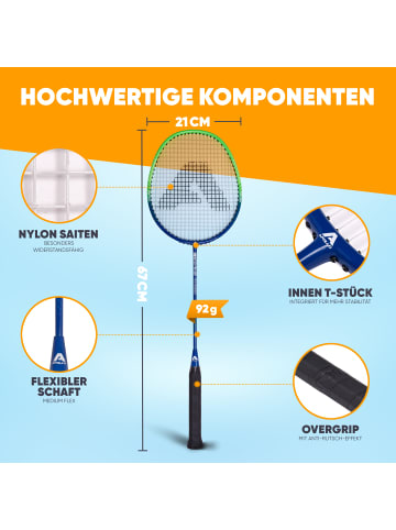 Apollo Badminton Set " Badminton Match Pro 800 " in blau/grün