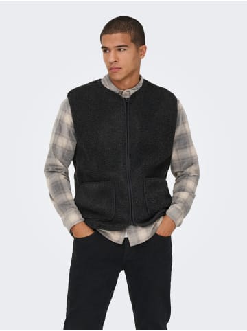 ONLY & SONS 2er-Pack Fleece Gilet in Dark Grey Melange