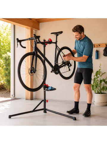 relaxdays Fahrrad-Montageständer in Schwarz - (B)101 x (H)160 x (T)82 cm