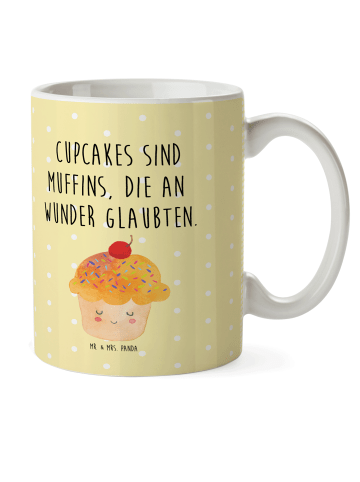 Mr. & Mrs. Panda Kinderpott Cupcake mit Spruch in Gelb Pastell