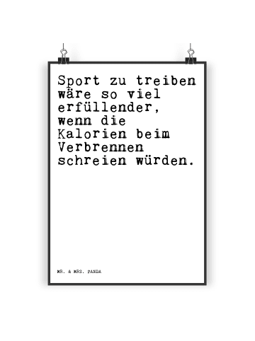 Mr. & Mrs. Panda Poster Sport zu treiben wäre... mit Spruch in Weiß