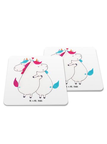 Mr. & Mrs. Panda Untersetzer Set Einhorn Mitteilung ohne Spruch in Weiß